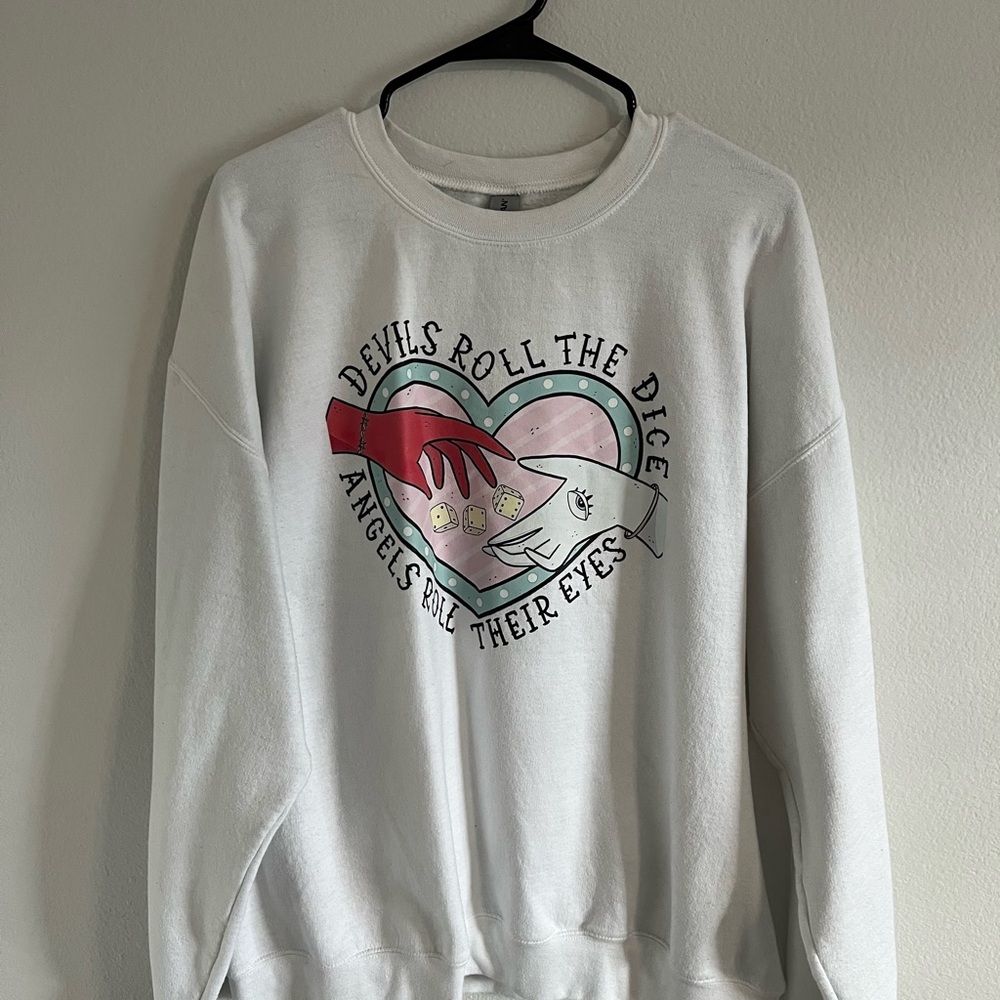 White Crewneck Sweater with Graphic Design